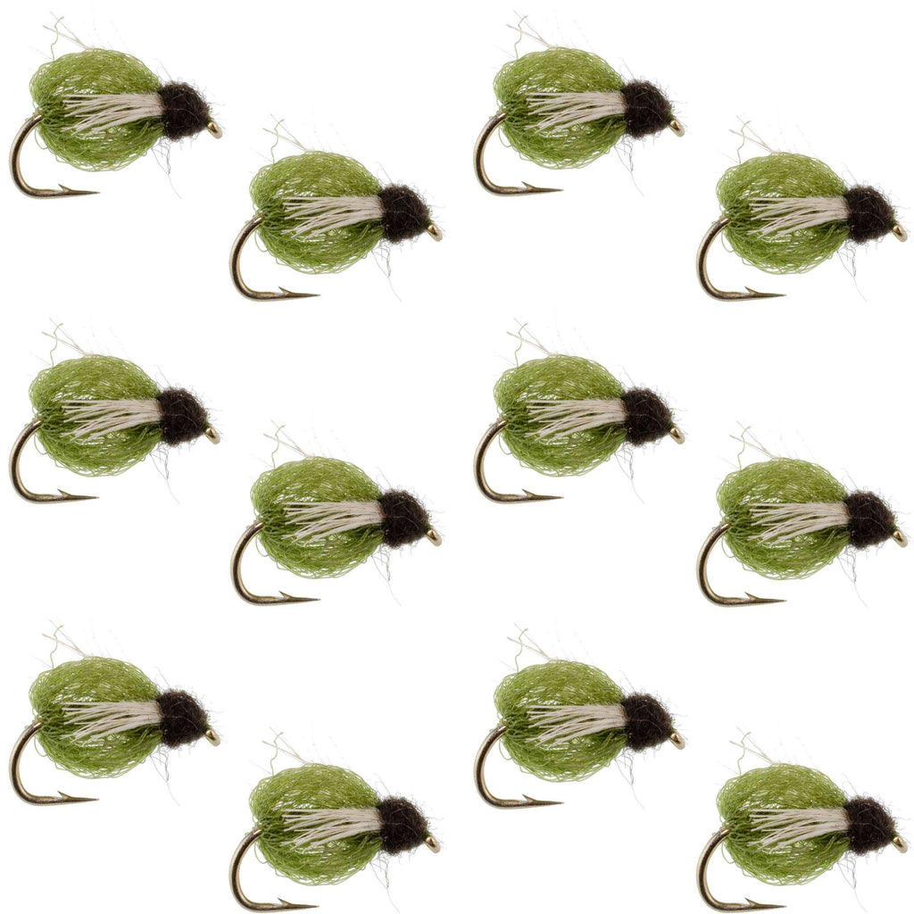 LaFontaine Olive Deep Sparkle Caddis Pupa - 1 Dozen Flies Hook Size 18