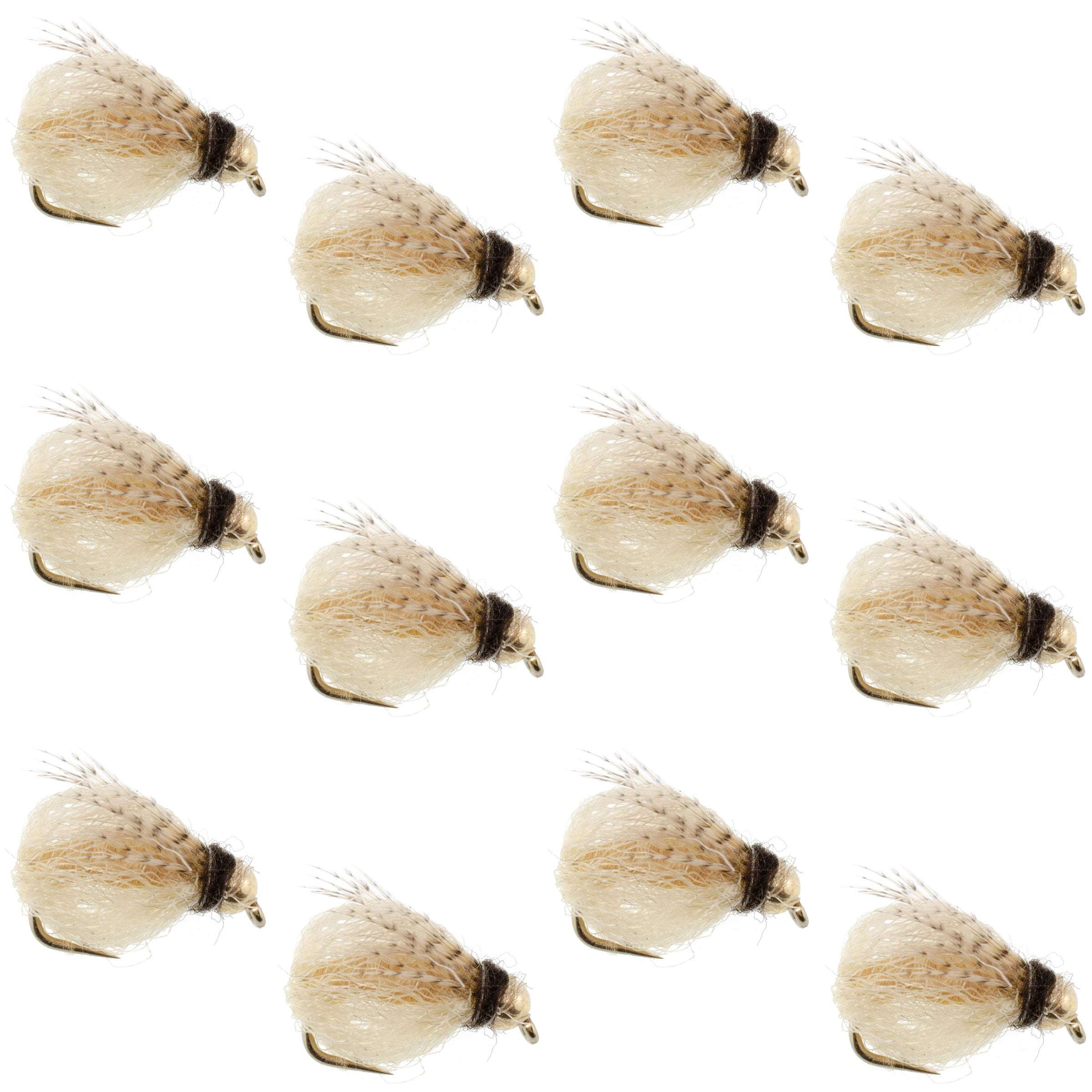 Bead Head LaFontaine Tan Deep Sparkle Caddis Pupa - 12 Flies Size 18