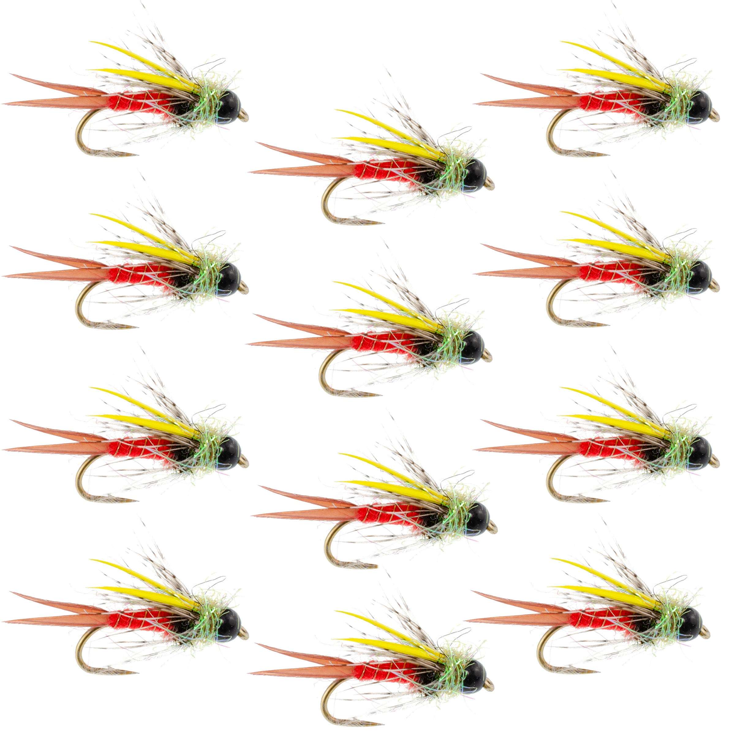 Tungsten Bead Head Nicks Prince Special Nymph Fishing Flies - 12 Flies Hook Size 16