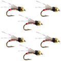 Beadhead Red 3 Dollar Dip Serendipity Nymph - 6 Flies Size 16