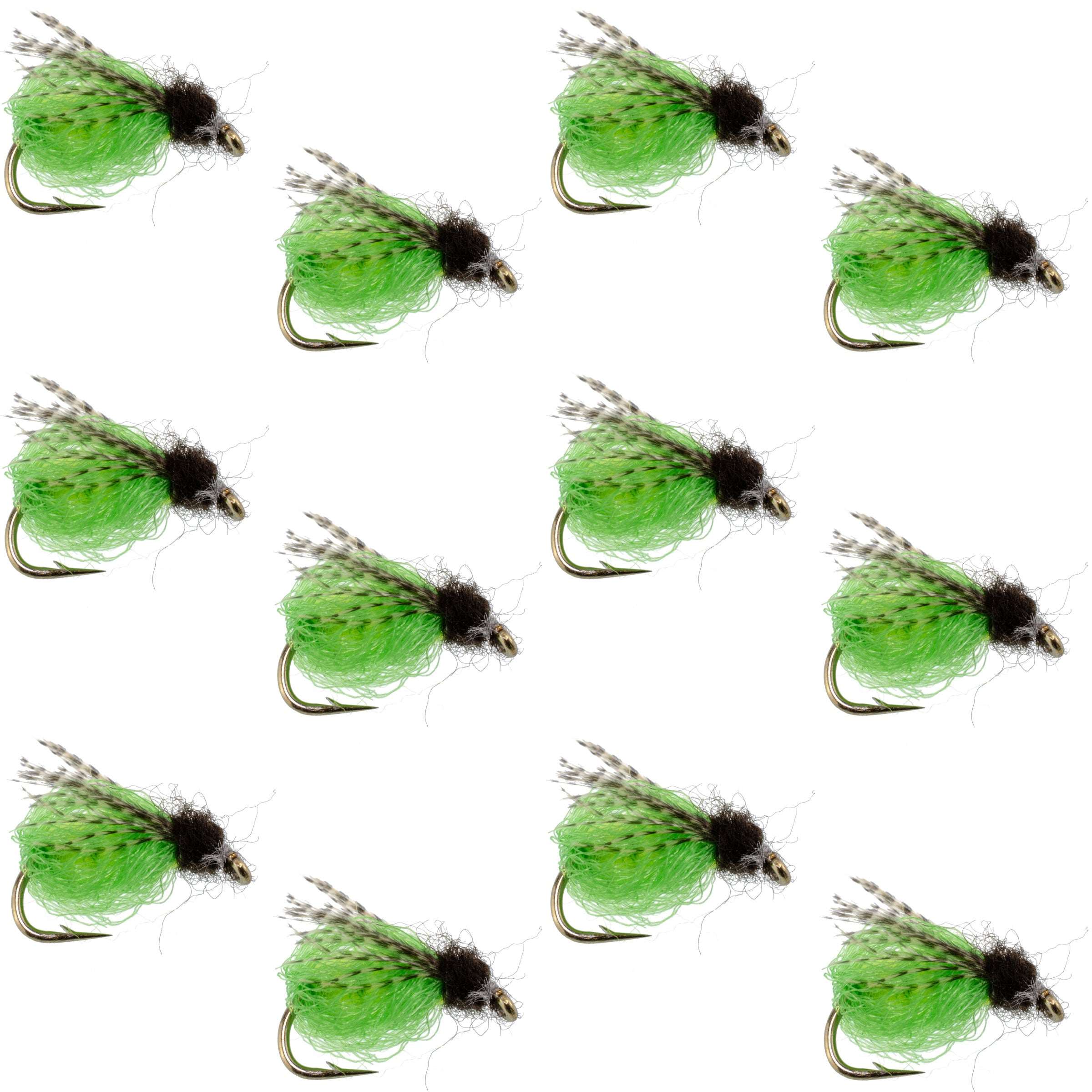 LaFontaine Bright Green Deep Sparkle Caddis Pupa - 1 Dozen Flies Hook Size 14