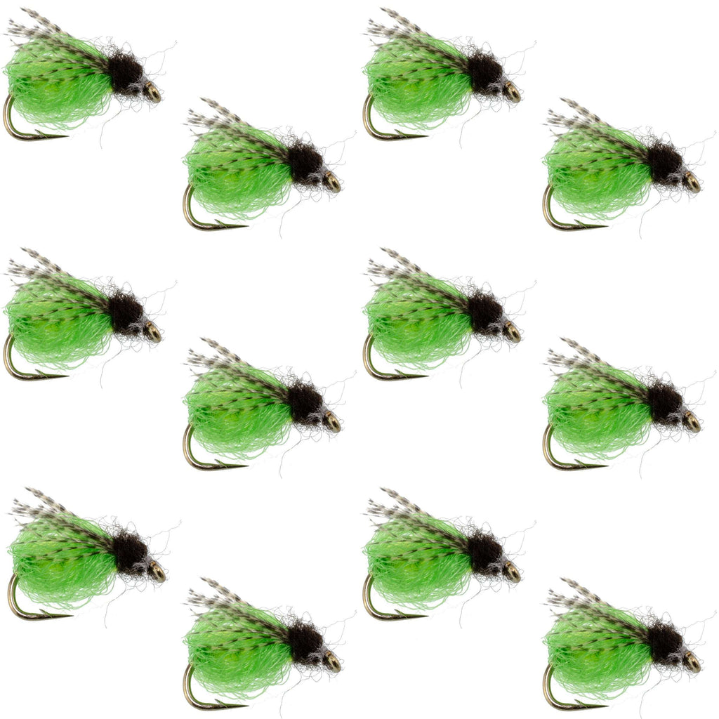 LaFontaine Bright Green Deep Sparkle Caddis Pupa - 1 Dozen Flies Hook Size 18