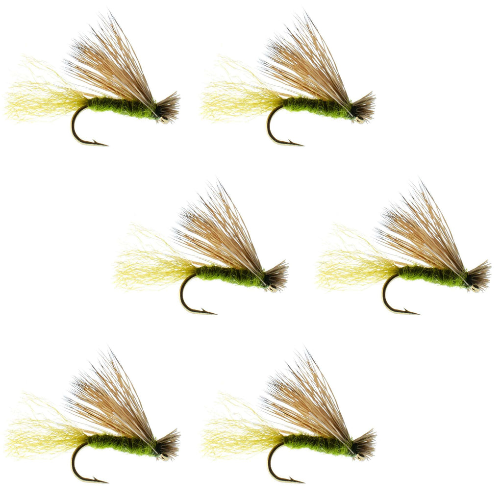 Barbless Olive X Caddis Emerging Caddis Adult Fly - 6 Flies Size 14