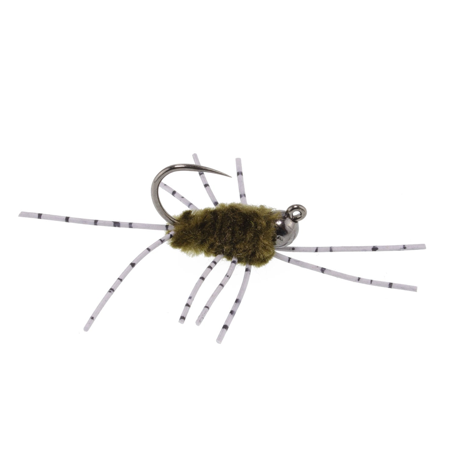 Barbless Pat's Rubber Legs Tungsten Jig Dark Olive Euro Nymph 6 Flies #6