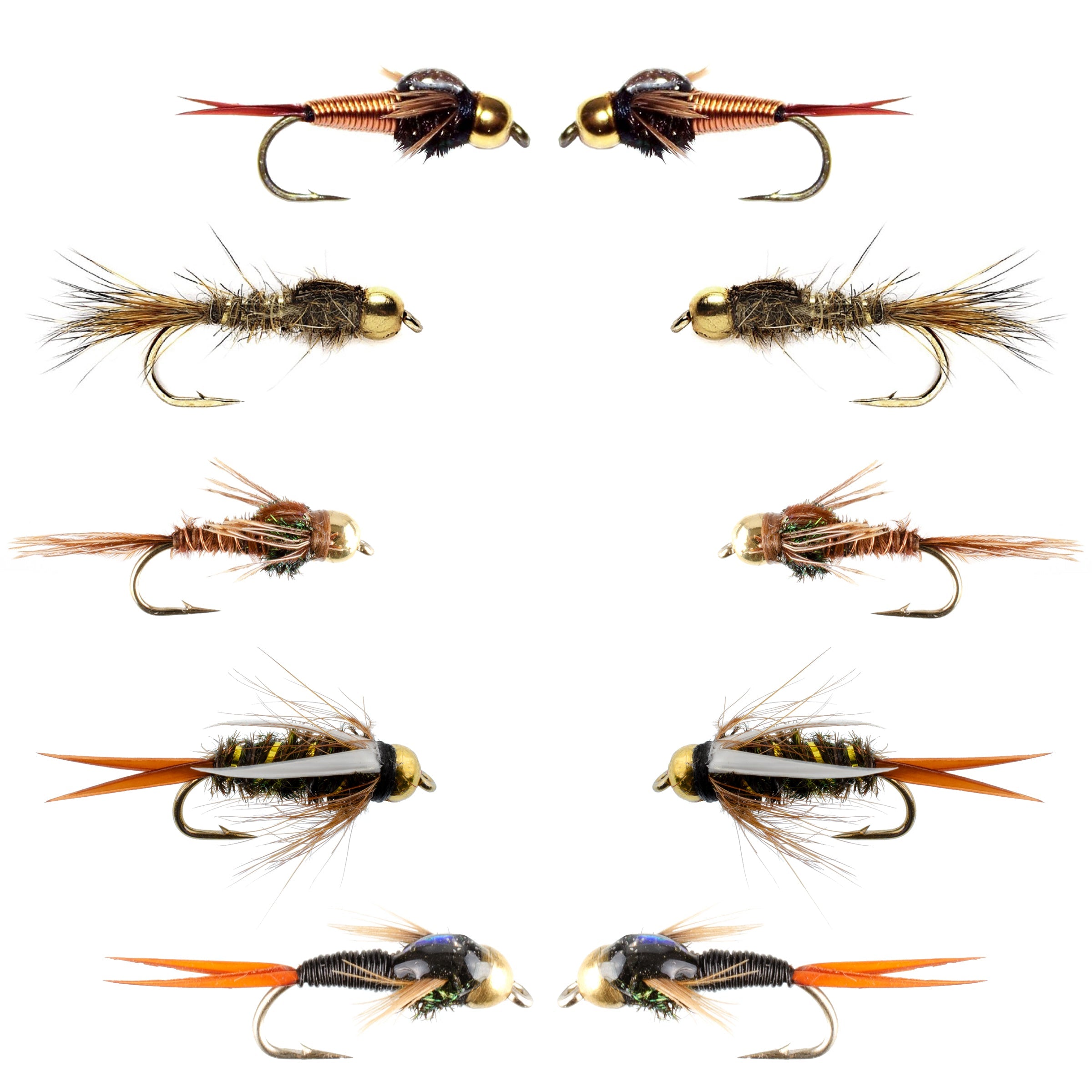 Basics Collection - Tungsten Bead Nymph Assortment - 10 Flies - Sizes 10-16