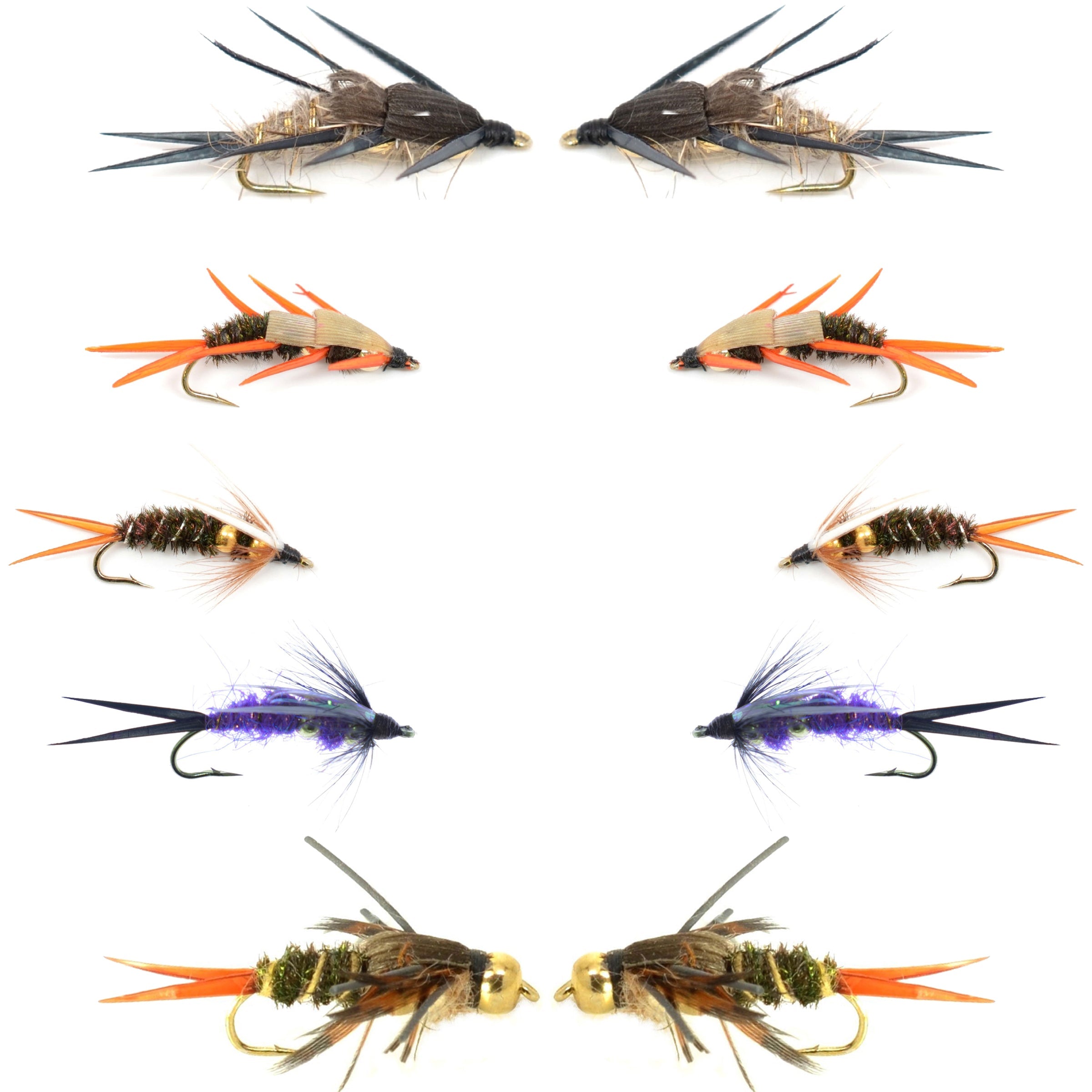 Basics Collection - Double Bead Nymph Assortment - 10 Flies - Size 8