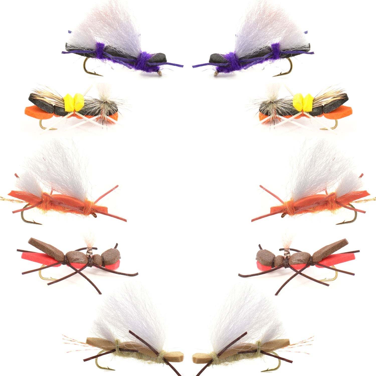 Basics Collection - Chernobyl Ant Hopper Fly Assortment - 10 Flies Size 10