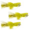 3 Pack Bass Popper Size 8 - Yellow Bass Bug With Weed Guard