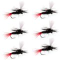 Barbless Parachute Black Gnat Red Tail Dry Fly - 6 Flies - Size 12