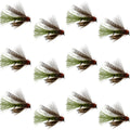 Olive CDC Caddis Emerger 12 Flies Hook Size 14