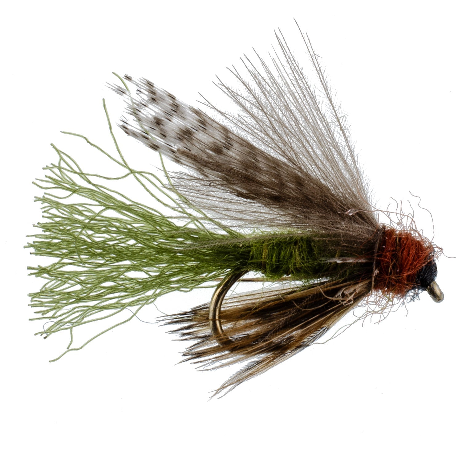 3 Pack Olive CDC Caddis Emerger Flies Hook Size 16