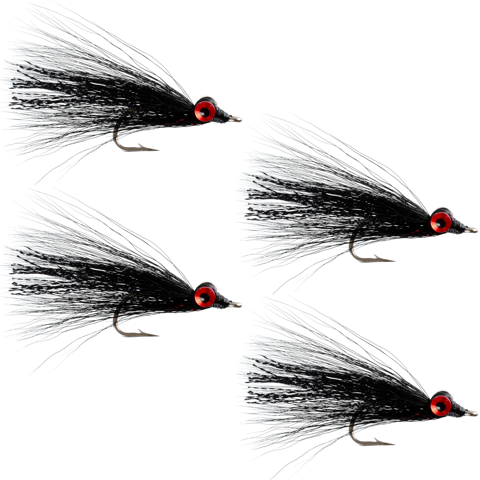Clousers Deep Minnow Black Streamer- 4 Saltwater - Bass Flies - Size 1/0
