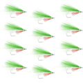 Lefty's Deceiver Saltwater Streamer Fly - Green/White - 12 Flies - Size 1/0