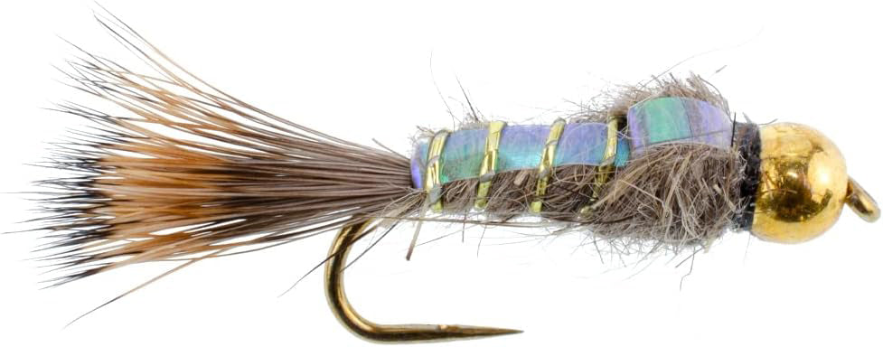 3 Pack Barbless Bead Head Flash Back Gold Ribbed Hare's Ear Nymph Flies Hook Size 10