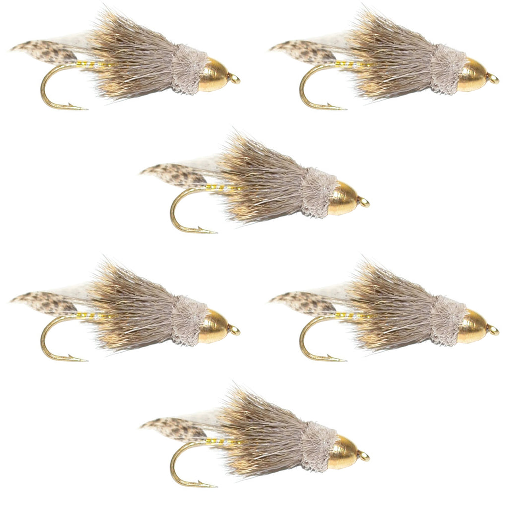 Cone Head Muddler Minnow Trout and Bass Streamer Fly - 6 Flies Size 6