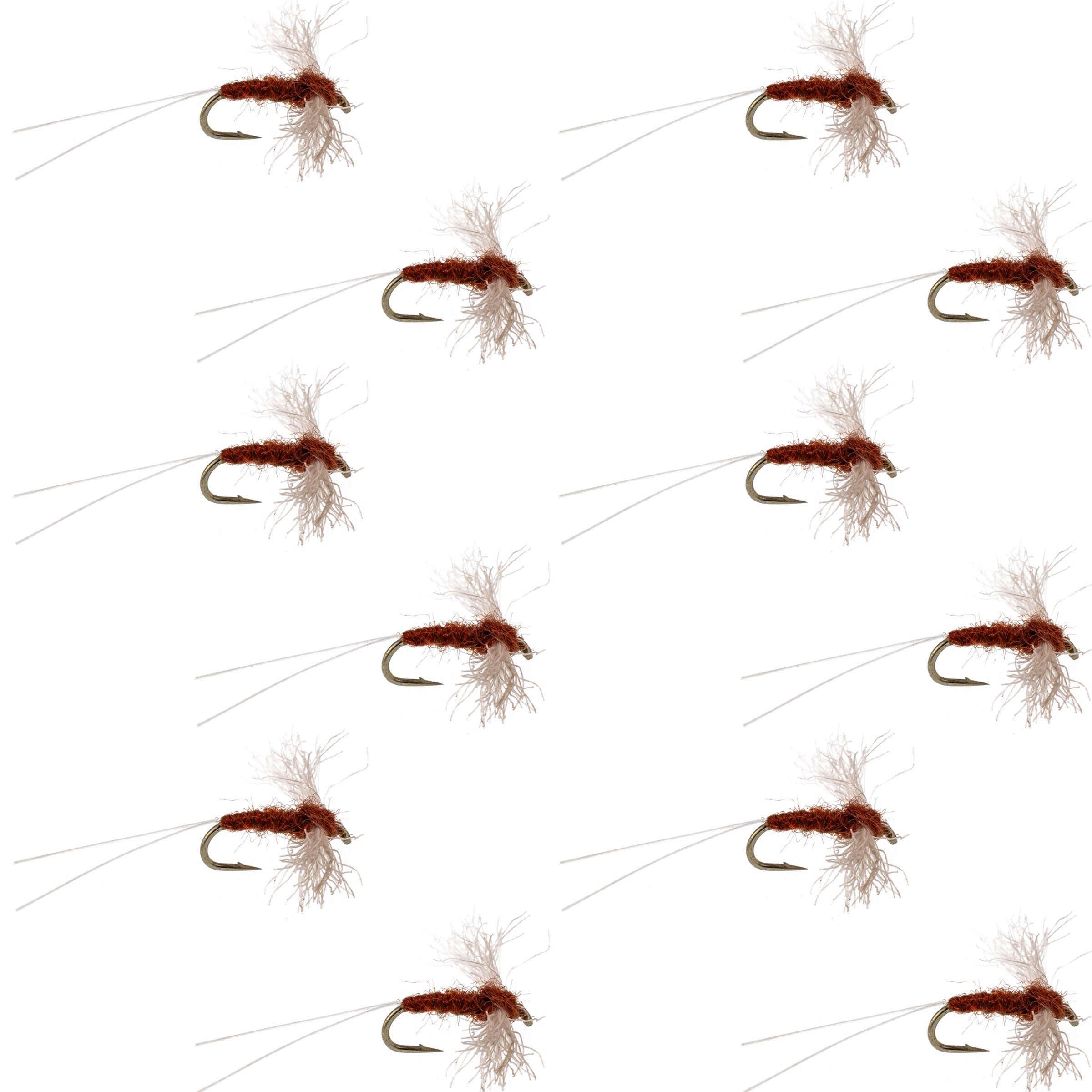 Poly Wing Rusty Spinner Mayfly 12 Flies Hook Size 14