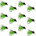 LaFontaine Bright Green Deep Sparkle Caddis Pupa - 1 Dozen Flies Hook Size 12