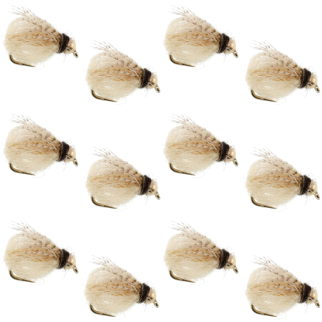 Bead Head LaFontaine Tan Deep Sparkle Caddis Pupa - 12 Flies Size 12