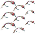 Bead Head Rainbow Warrior Midges -  3 Each of 3 Sizes 14, 16, 18