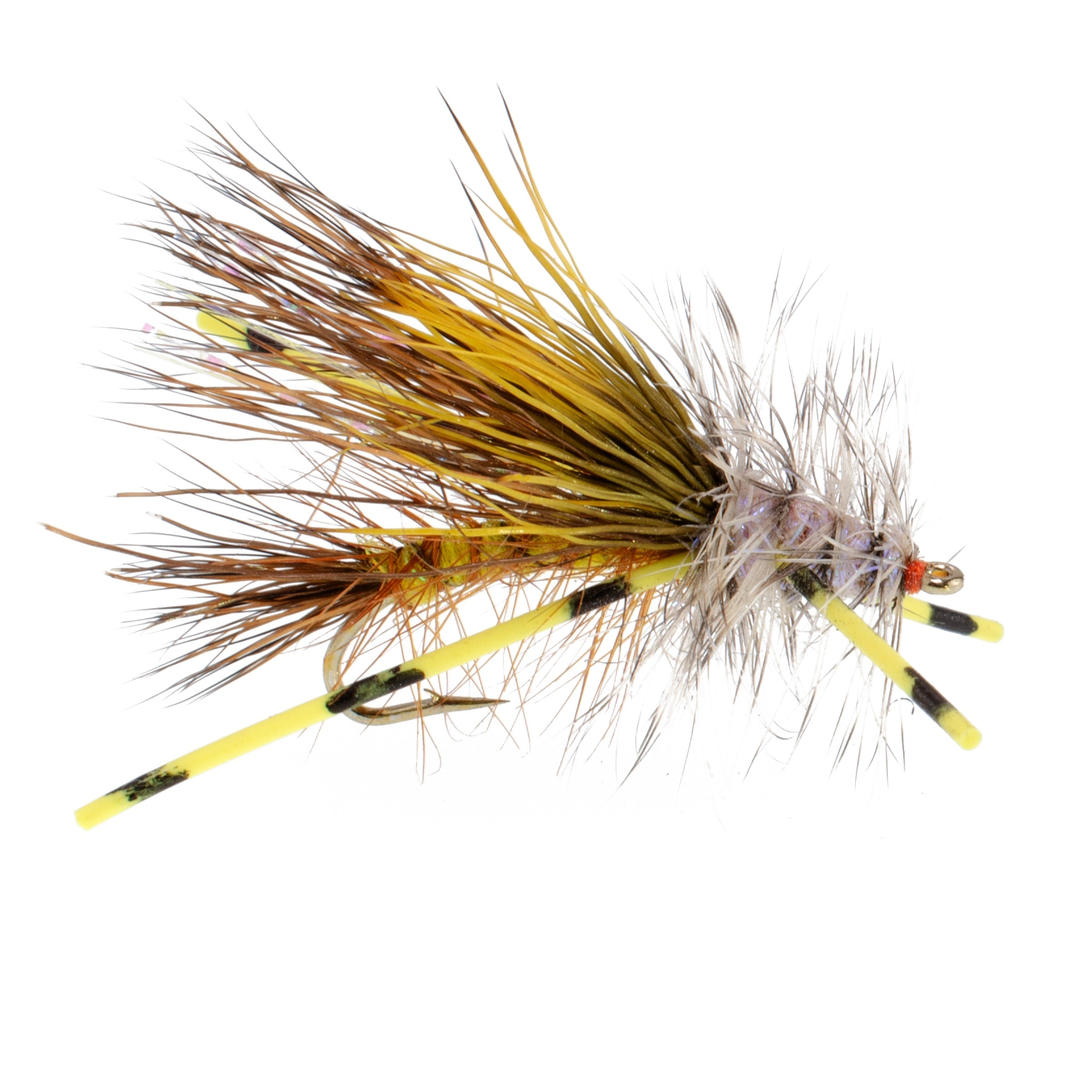 3 Pack Kaufmann's Yellow Crystal Stimulator Rubber Legs Dry Fly - Hook Size 16