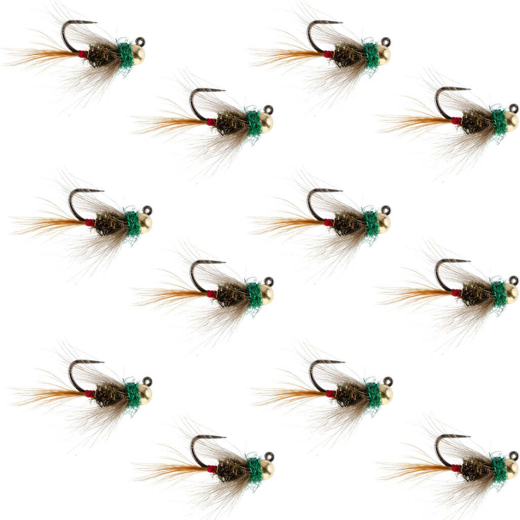 Tungsten Bead Tactical CDC Frenchie  Nymph Euro Fly - 12 Flies Size 12