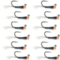 Tungsten Black Perdigon Tactical Jig Czech Euro Nymph - 12 Flies Size 18