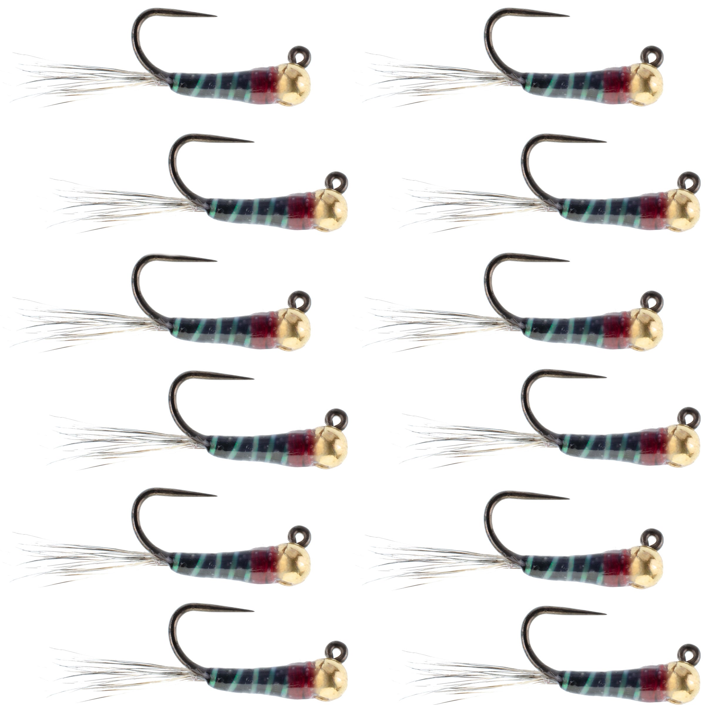 Tungsten Black Perdigon Tactical Jig Czech Euro Nymph - 12 Flies Size 18