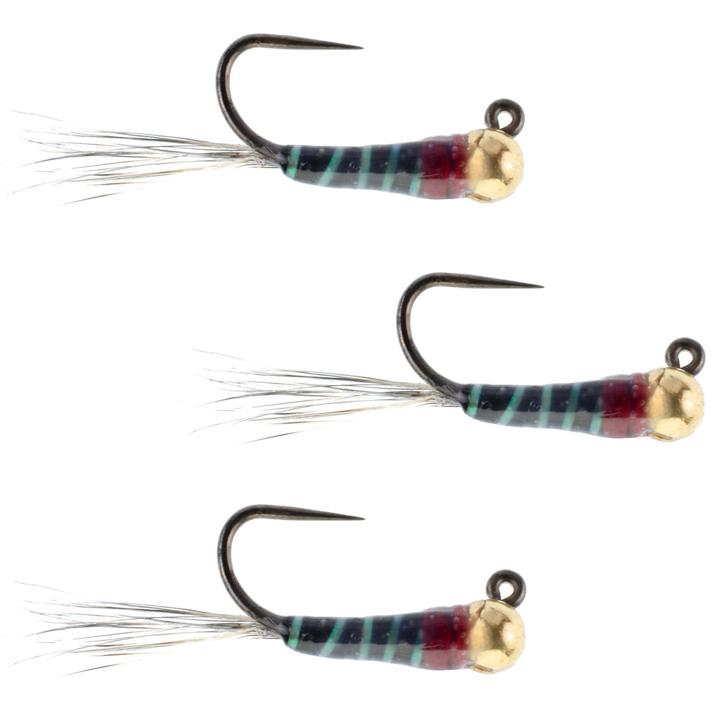 3 Pack Tungsten Black Perdigon Tactical Jig Czech Euro Nymph  - Size 14
