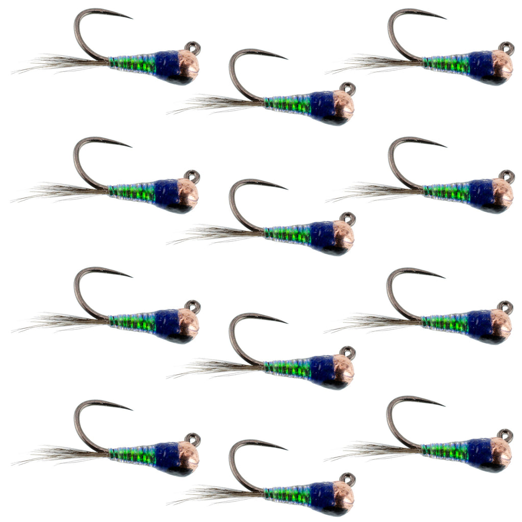 Tungsten Gasolina Perdigon Tactical Jig Euro Nymph 12 Flies Size 18