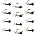 Tungsten Pheasant Tail Tactical Czech Nymph Euro Jig - 12 Flies Size 16