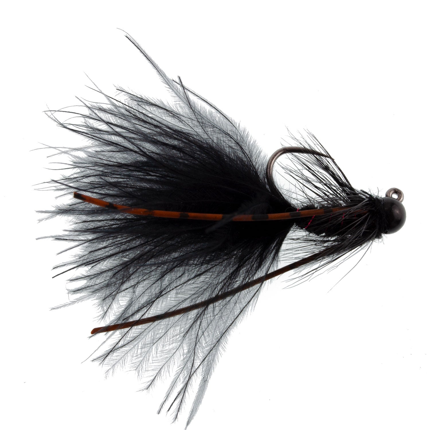 Tungsten Bead Tactical Black Mini Bugger Euro Nymph Fly - 12 Flies Size 12