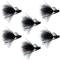 Tungsten Bead Tactical Black Mini Bugger Euro Nymph Fly - 6 Flies Size 8