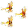 3 Pack Barbless Yellow Humpy Classic  Dry Fly - Size 16