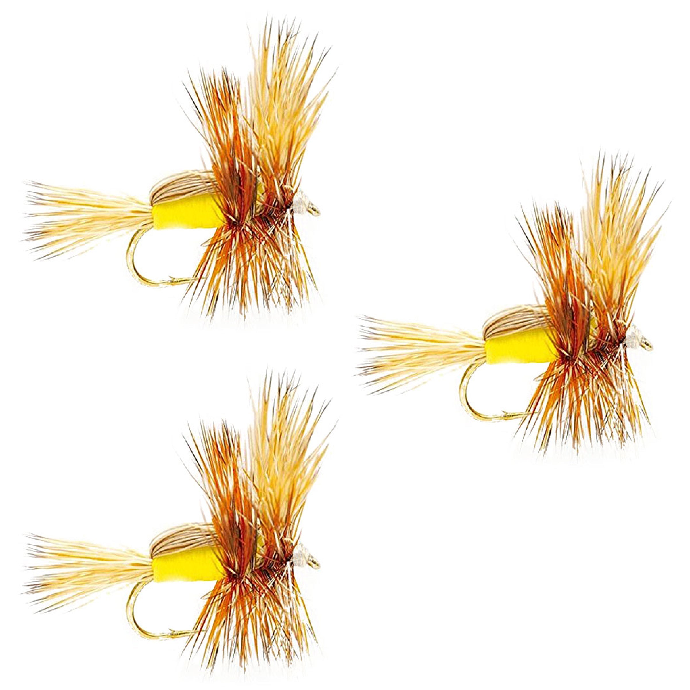 3 Pack Yellow Humpy Classic Hair Wing Dry Fly - Size 14