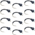 Black Zebra Midge - Black Bead Head - 1 Dozen - Size 16 - Tailwater and Lake Fly Fishing Flies