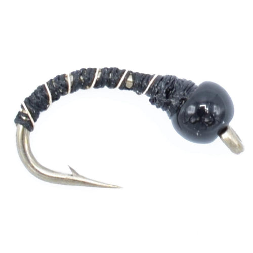 3 Pack Bead Head Black Zebra Midge Still Water Nymph Fly Fishing Fly Hook Size 16