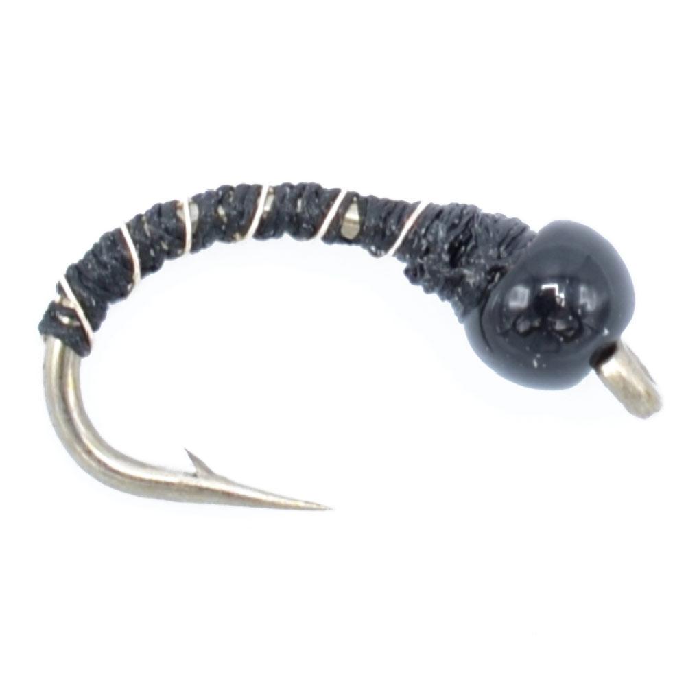 3 Pack Bead Head Black Zebra Midge Still Water Nymph Fly Hook Size 18