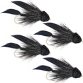 Black Muddler Minnow Streamers Fly - 4 Flies Size 4