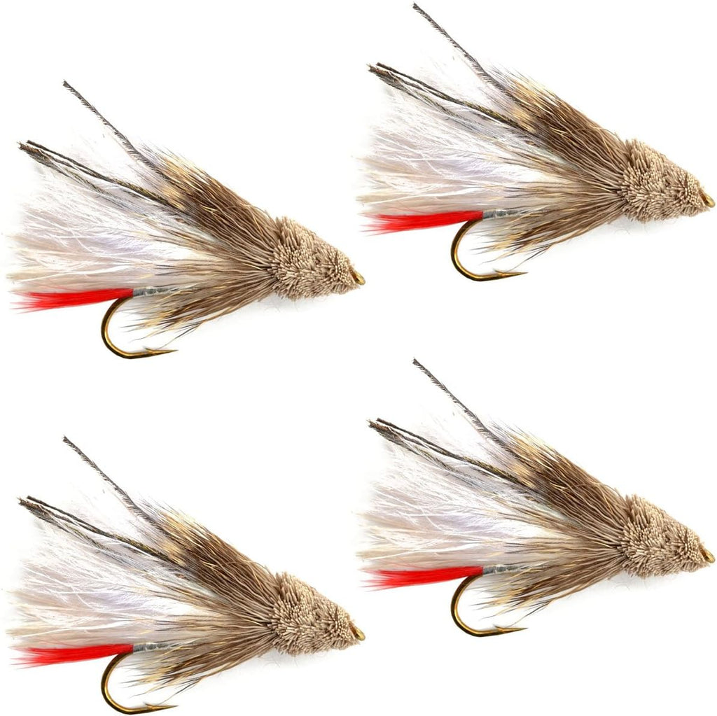 White Marabou Muddler Minnow Streamer Fly - 4 Flies - Size 8